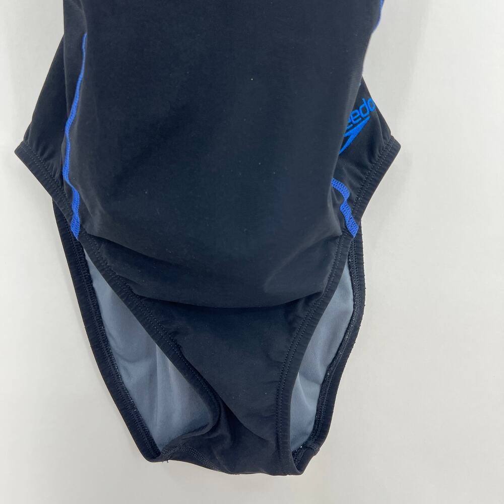Speedo Power Plus One Piece Swimsuit Womens 28 Blue Black Crossback Athletic - Picture 4 of 12